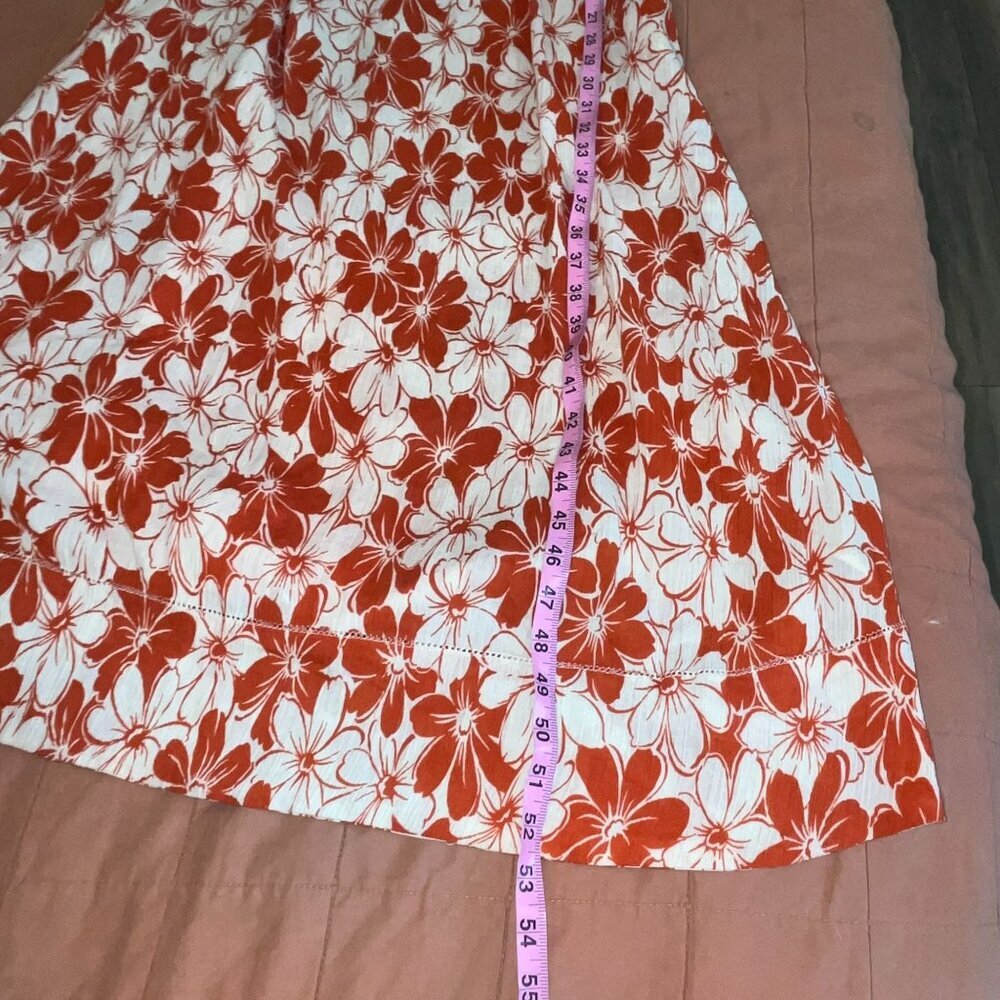 THE GREAT. Cascade Dress in Burnt Red Hibiscus Flower  Size Small - Picture 9 of 11